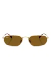 Ray Ban Oval-frame Tinted Sunglasses In Gold