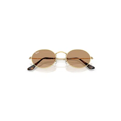 Ray Ban Oval Metal Summer Capsule Sunglasses Arista Gold Frame Brown Lenses 51-21