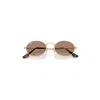 Ray Ban Oval Metal Summer Capsule Sunglasses Arista Gold Frame Violet Lenses 51-21 In Arista Gold