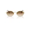 Ray Ban Oval Metal Sunglasses Arista Gold Frame Brown Lenses 51-21 In Arista Gold