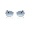 Ray Ban Oval Metal Sunglasses Silver Frame Blue Lenses 51-21 In Silver