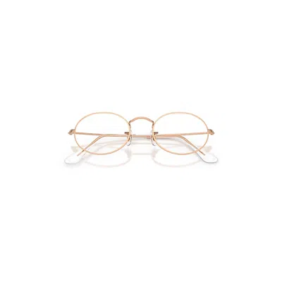 Ray Ban Oval Optics Eyeglasses Rose Gold Frame Clear Lenses 48-21
