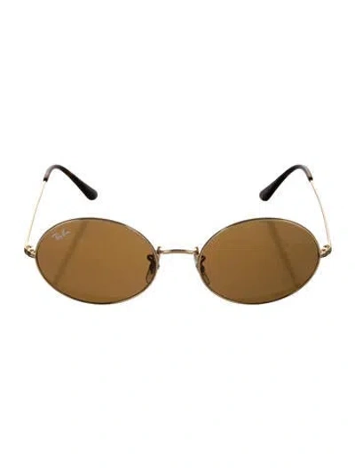 Pre-owned Ray Ban Oval Round Sunglasses In Gold