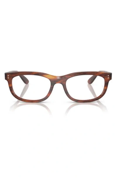 Ray Ban Ray-ban Pillow 56mm Oval Optical Glasses In Striped Havana
