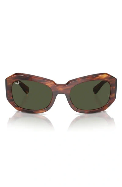 Ray Ban Pillow Beate 56mm Wrap Sunglasses In Striped Havana