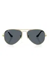 Ray Ban Aviator Metal Ii Sunglasses Gold Frame Blue Lenses Polarized 58-14 In Gold