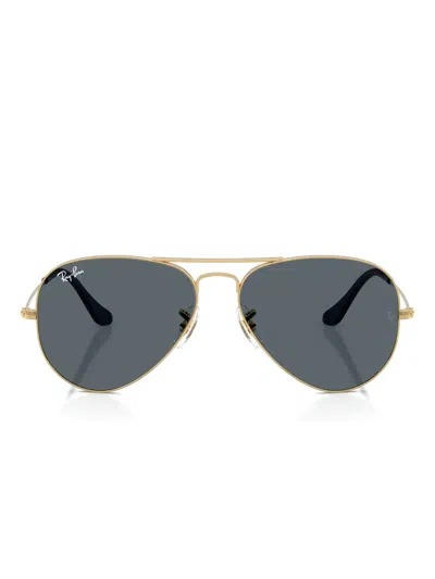 Ray Ban Aviator Metal Ii Sunglasses Gold Frame Blue Lenses Polarized 58-14