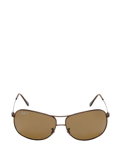Ray Ban Pilot-frame Sunglasses In Brown