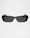 Ray Ban Plastic Rectangular Sunglasses, 54mm In Black