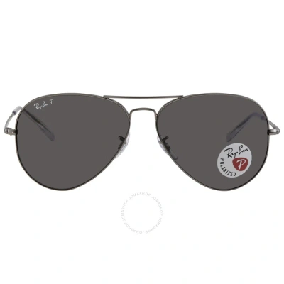 Ray Ban Polarized Black Aviator Unisex Sunglasses Rb3689 004/48 62