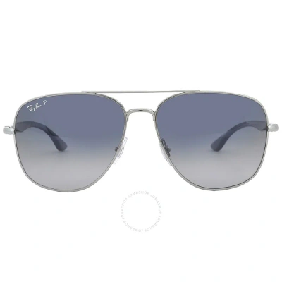 Ray Ban Polarized Blue/grey Square Unisex Sunglasses Rb3683 004/78 59 In Blue / Gun Metal / Gunmetal