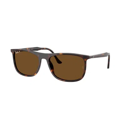 Ray Ban Polarized Brown Rectangular Unisex Sunglasses Rb2216 902/57 58