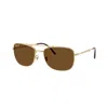 Ray Ban Polarized Brown Rectangular Unisex Sunglasses Rb3755 001/57 59