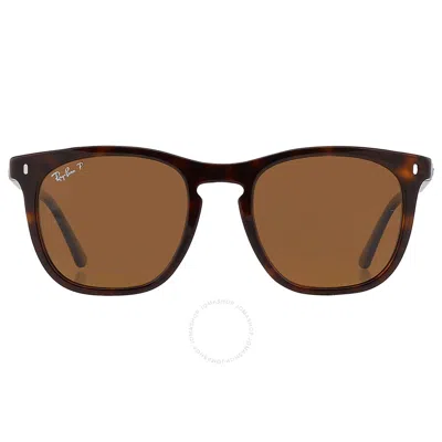 Ray Ban Polarized Brown Square Unisex Sunglasses Rb2210 902/57 53