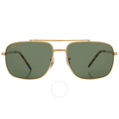 Ray Ban Polarized Dark Green Navigator Unisex Sunglasses Rb3796 9196p1 59 In Gold
