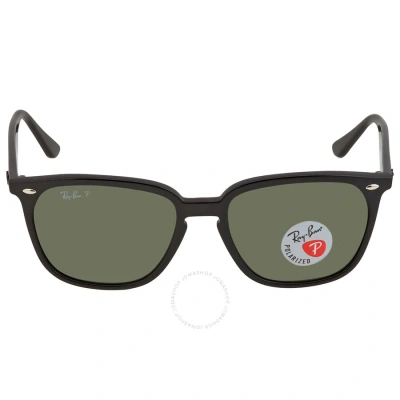 Ray Ban Polarized Dark Green Square Unisex Sunglasses Rb4362 601/9a 55 In Black / Dark / Green