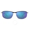 Ray Ban Polarized Gray Mirrored Blue Rectangular Unisex Sunglasses Rb3671ch 92044l 60 In Blue / Dark / Gray / Grey