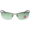 Ray Ban Polarized Green Classic G-15 Rectangular Men's Sunglasses Rb3183 004/9a 63 In Green / Gun Metal / Gunmetal
