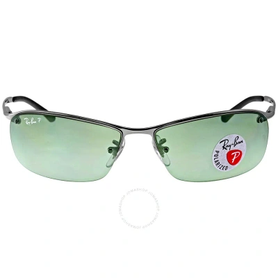Ray Ban Polarized Green Classic G-15 Rectangular Men's Sunglasses Rb3183 004/9a 63 In Green / Gun Metal / Gunmetal