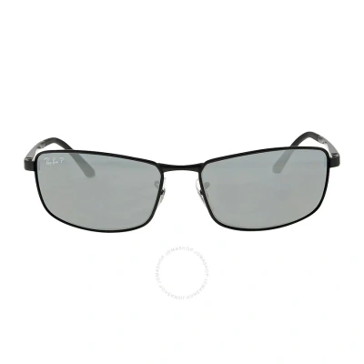 Ray Ban Polarized Grey Gradient Rectangular Men's Sunglasses Rb3498 006/81 61 In Black / Grey