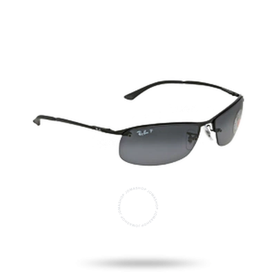 Ray Ban Polarized Grey Rectangular Men's Sunglasses Rb3183 002/81 63 In Black / Grey