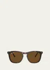 Ray Ban Polarized Keyhole Plastic Square Sunglasses, 53mm In Brown