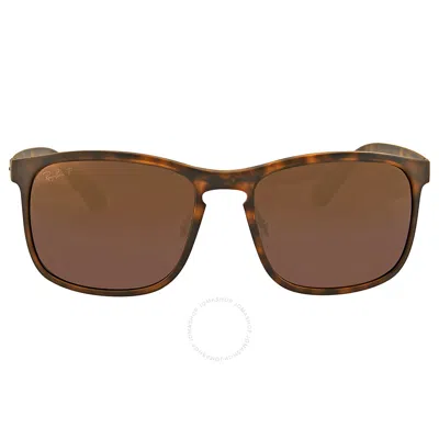 Ray Ban Polarized Purple Mirror Chromance Square Unisex Sunglasses Rb4264 894/6b 58 In Brown