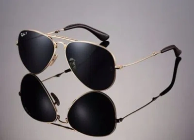 Pre-owned Ray Ban Polarized Ray-ban Folding Aviator 22kt Gold P3 Plus Sunglasses Rb 3479kq 001 N5 In Green