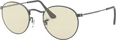 Pre-owned Ray Ban Ray-ban Polarized Round Metal Gunmetal Sunglasses, Brown To Grey Lens, 53mm In Gray