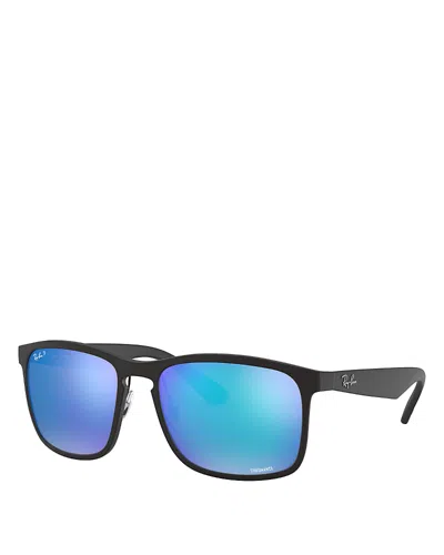 Ray Ban Ray-ban Polarized Square Sunglasses, 58mm In Black/blue Polarized Mirrored Gradient