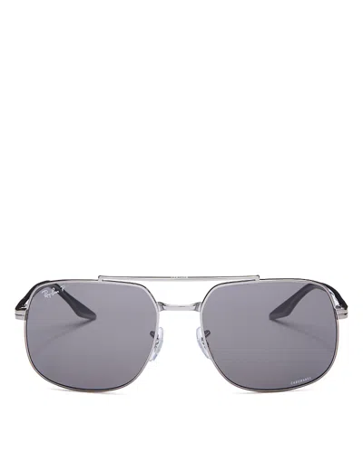 Ray Ban Ray-ban Polarized Square Sunglasses, 59mm In Silver/gray Polarized Solid