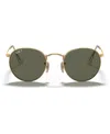 Ray Ban Polarized Sunglasses , Rb3447 Round Metal In Gold Matte,green Polar