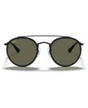 Ray Ban Round Double Bridge Polarised Sunglasses In Black,green Polar