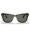 Ray Ban Ray-ban Folding Wayfarer Rb 4105 Sunglasses In Polished Black,green Polar