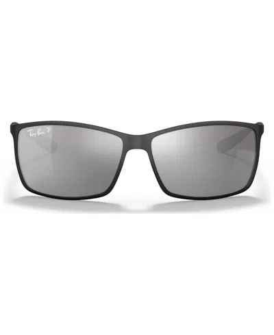 Ray Ban Polarized Sunglasses , Rb4179 Liteforce In Black Matte,silver Mirror Polar