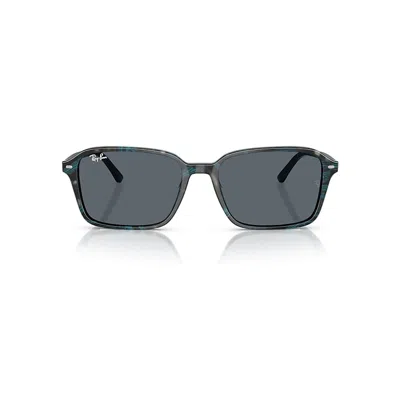 RAY BAN RAIMOND SUNGLASSES TRANSPARENT FANTASY BLUE/GREY FRAME BLUE LENSES 56-18