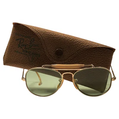 Pre-owned Ray Ban Rare Vintage 1940  Oudoorsman Smallest Size 12k Gold Filled Sunglasses In Black