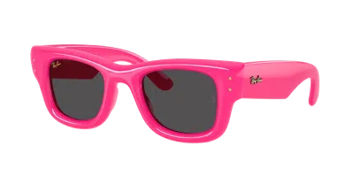 Ray Ban Wayfarer Puffer Sunglasses Fucsia Frame Black Lenses 47-23 In Pink