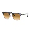Ray Ban Clubmaster Fleck Sunglasses Black Frame Brown Lenses 49-21