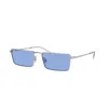 Ray Ban Emy Bio-based Sunglasses Silver Frame Blue Lenses 59-17