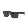 Ray Ban Justin Classic Sunglasses Havana Frame Grey Lenses Polarized 55-17 In Brown