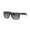 Ray Ban Justin Classic Sunglasses Havana Frame Blue Lenses Polarized 55-17