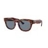 Ray Ban Mega Hawkeye Sunglasses Striped Havana Frame Blue Lenses 53-21