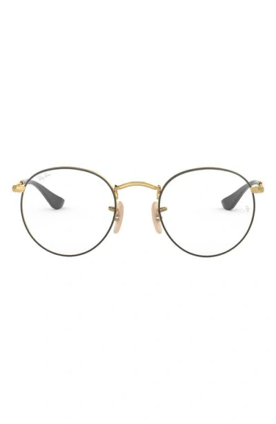 Ray Ban Ray-ban Ray-bay 47mm Round Optical Glasses In Gold/black
