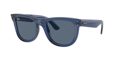 Ray Ban Wayfarer Reverse Sonnenbrillen Dunkelblau Transparent Fassung Blau Glas 50-22 In Blue