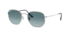 Ray Ban Hexagonal Flat Lenses Sunglasses Silver Frame Grey Lenses 51-21 In Blue Gradient Grey