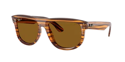 Ray Ban Wayfarer Reverse Sonnenbrillen Havana Gestreift Fassung Braun Glas Polarisiert 53-20 In Striped Havana