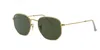 Ray Ban Ray-ban Ray-ban Polarized Hexagonal Rb3548n-001-5851-21 Gold Geometric Sunglasses In Green