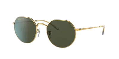 Ray Ban Jack Sunglasses Legend Gold Frame Green Lenses 53-20
