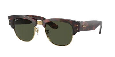 Ray Ban Sunglasses Unisex Mega Clubmaster - Tortoise On Gold Frame Green Lenses 50-21